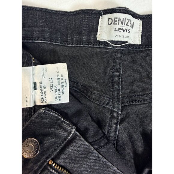 Denizen Levi's 216 Slim Jeans Men's W32 L32 Black Stretch Denim Faded Distressed - Picture 7 of 16